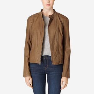 cole haan Asymmetrical Washed Leather Racer Jacket